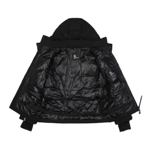 Mxxcler Arm Rooster Logo Hooded Down Jacket #2566 Black Lining