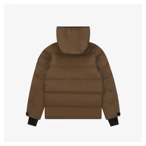 Mxxcler Arm Rooster Logo Hooded Down Jacket #2566 Brown Back view