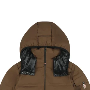Mxxcler Arm Rooster Logo Hooded Down Jacket #2566 Brown