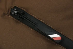 Mxxcler Arm Rooster Logo Hooded Down Jacket #2566 Brown Zipper puller