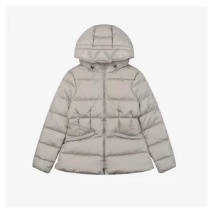 Mxxcler Avoce Cinched-Waist Hooded Down Jacket #MX-006 Grey Front view