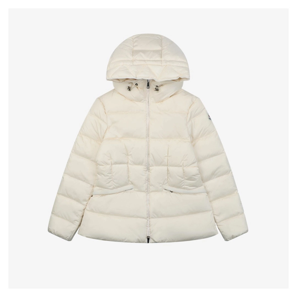 Mxxcler Avoce Cinched-Waist Hooded Down Jacket #MX-006 White Front view