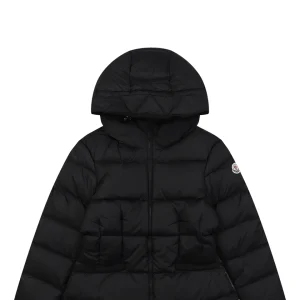 Mxxcler Avoce Cinched-Waist Hooded Down Jacket #MX-006 Black