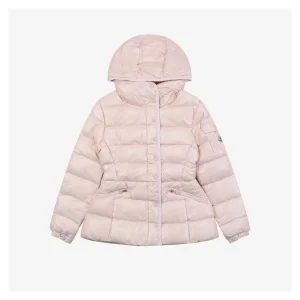 Mxxcler Barante Glossy Cinched-Waist Hooded Down Jacket #MX-005 Pink Front view