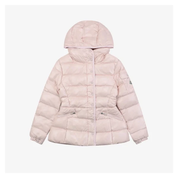 Mxxcler Barante Glossy Cinched-Waist Hooded Down Jacket #MX-005 Pink Front view