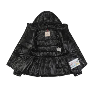 Mxxcler Barante Glossy Cinched-Waist Hooded Down Jacket #MX-005 Black Lining