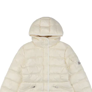 Mxxcler Barante Glossy Cinched-Waist Hooded Down Jacket #MX-005 White