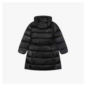 Mxxcler Bellevue Belted Hooded Long Down Jacket Black Back view