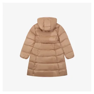 Mxxcler Bellevue Belted Hooded Long Down Jacket Brown Back view