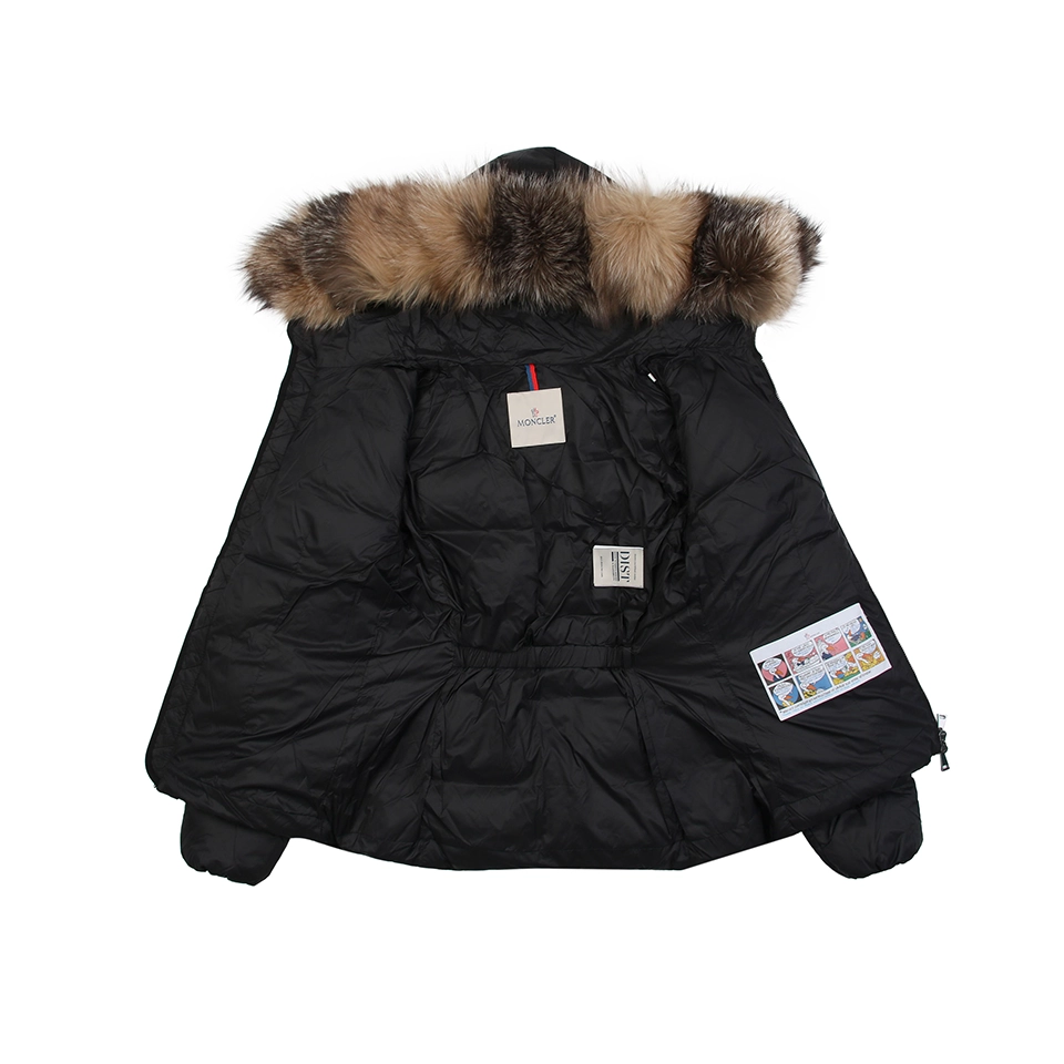 Mxxcler Boed Fur-Trim Belted Hooded Down Jacket #MX-016 Black Lining