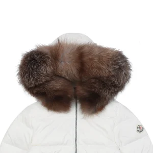 Mxxcler Boed Fur-Trim Belted Hooded Down Jacket #MX-016 White