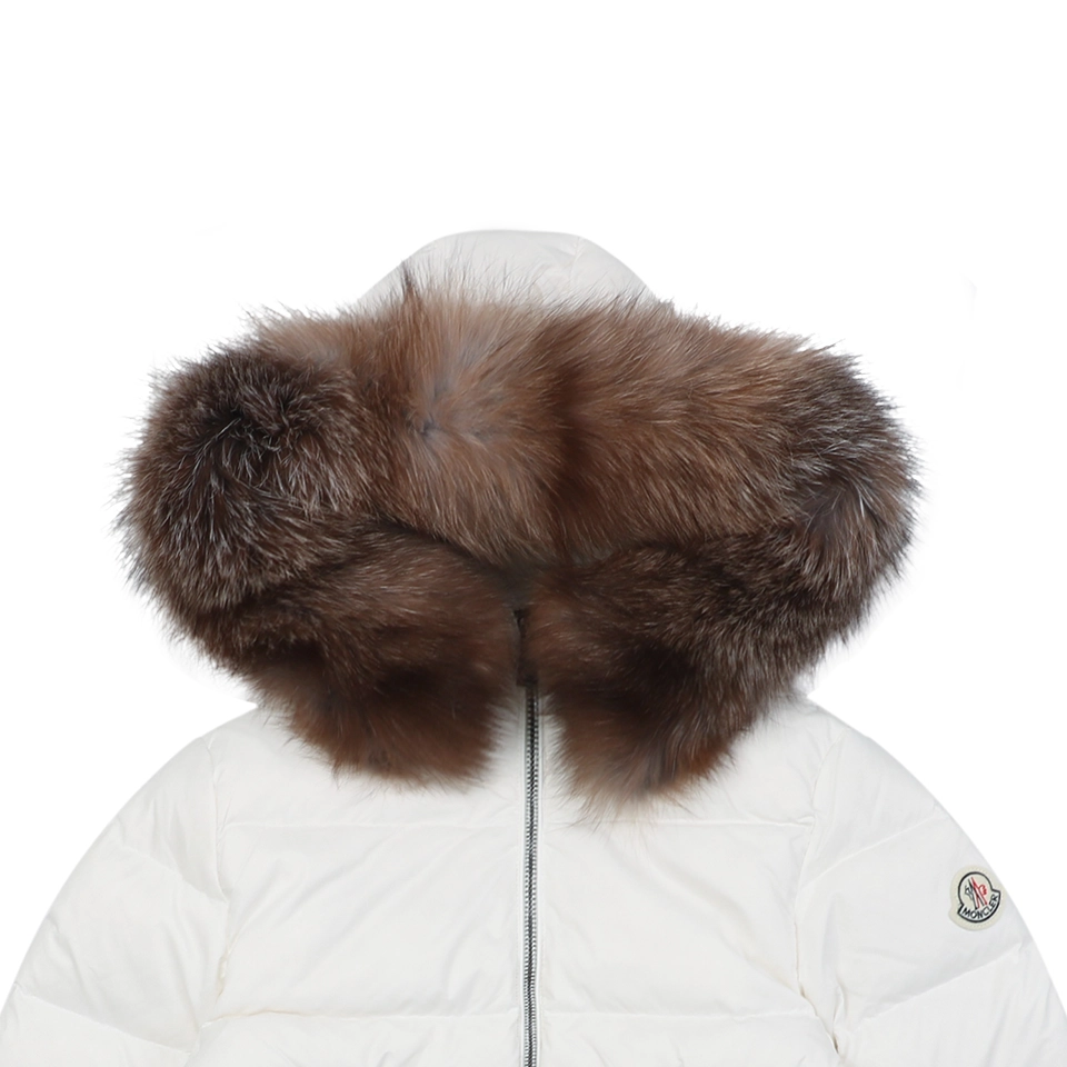 Mxxcler Boed Fur-Trim Belted Hooded Down Jacket #MX-016 White