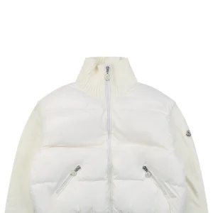Mxxcler Four-Panel Knit Sleeve Down Jacket White