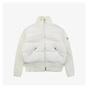 Mxxcler Four-Panel Knit Sleeve Down Jacket White Front view