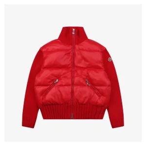 Mxxcler Four-Panel Knit Sleeve Down Jacket Red