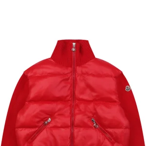 Mxxcler Four-Panel Knit Sleeve Down Jacket Red