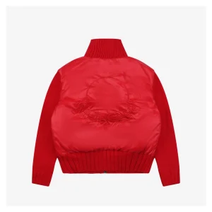 Mxxcler Four-Panel Knit Sleeve Down Jacket Red Back view
