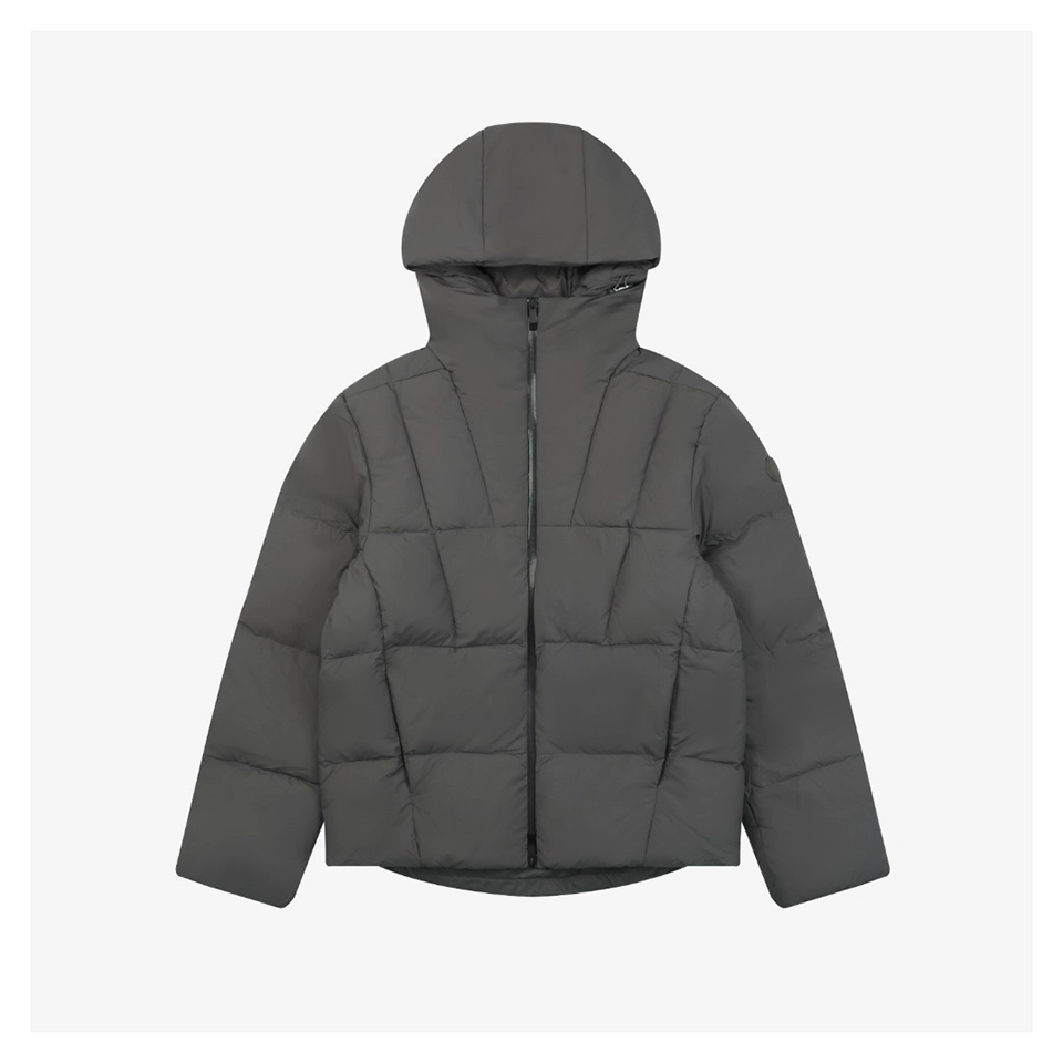 Mxxcler Fusain Short Down Puffer Jacket Grey Front view