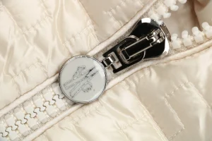 Mxxcler Gisors Waffle Quilted Hooded Down Jacket White Zipper puller