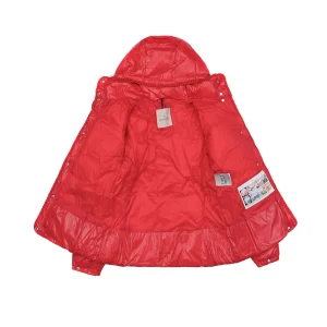 Mxxcler Glareins Woven-Trim Hooded Down Jacket #MS-598 Red Lining