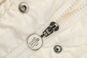 Mxxcler Glareins Woven-Trim Hooded Down Jacket #MS-598 White Zipper puller