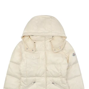Mxxcler Glareins Woven-Trim Hooded Down Jacket #MS-598 White