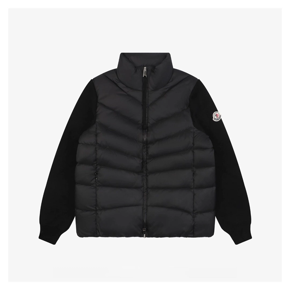Mxxcler Irregular Panel Quilted Down Jacket Black Front view