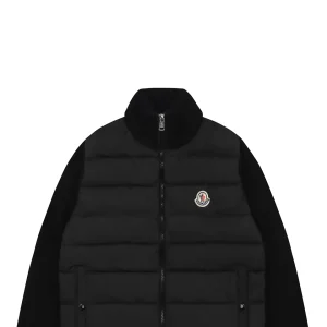Mxxcler Knit Sleeve Down with Logo Patch Jacket Black