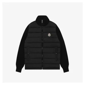 Mxxcler Knit Sleeve Down with Logo Patch Jacket Black Front view
