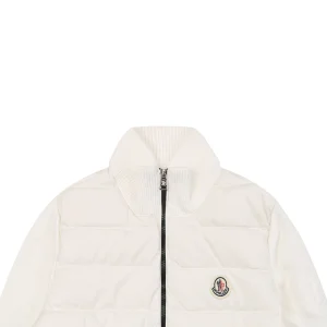 Mxxcler Knit Sleeve Down with Logo Patch Jacket White