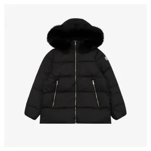 Mxxcler Laichefur Fur-Trim Hooded Down Jacket #MX-31 Black Front view