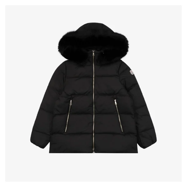 Mxxcler Laichefur Fur-Trim Hooded Down Jacket #MX-31 Black Front view