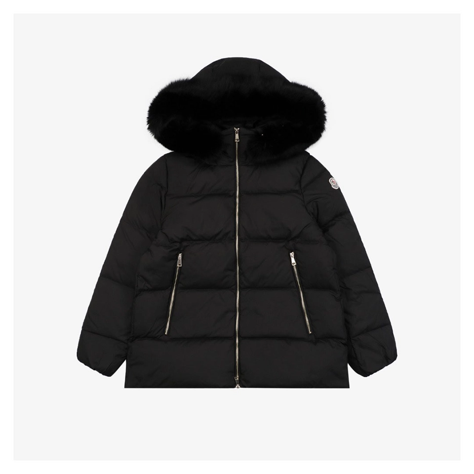 Mxxcler Laichefur Fur-Trim Hooded Down Jacket #MX-31 Black Front view