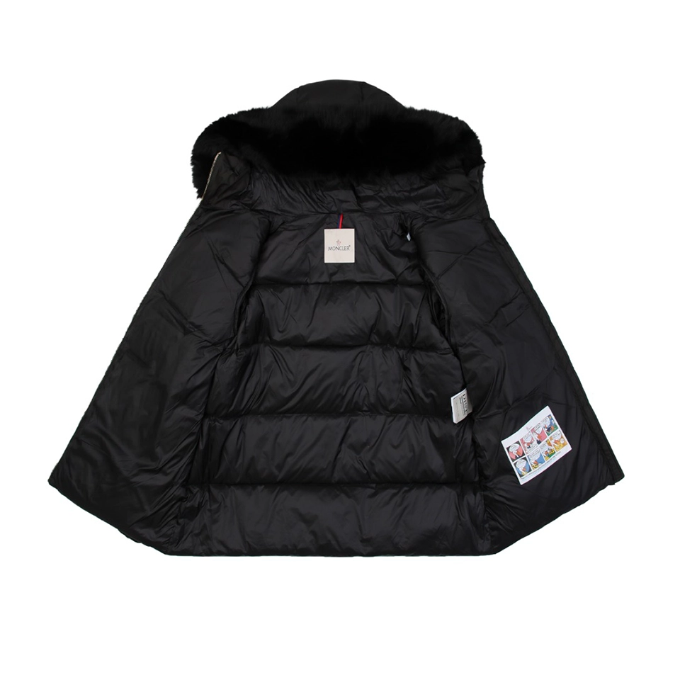 Mxxcler Laichefur Fur-Trim Hooded Down Jacket #MX-31 Black Lining