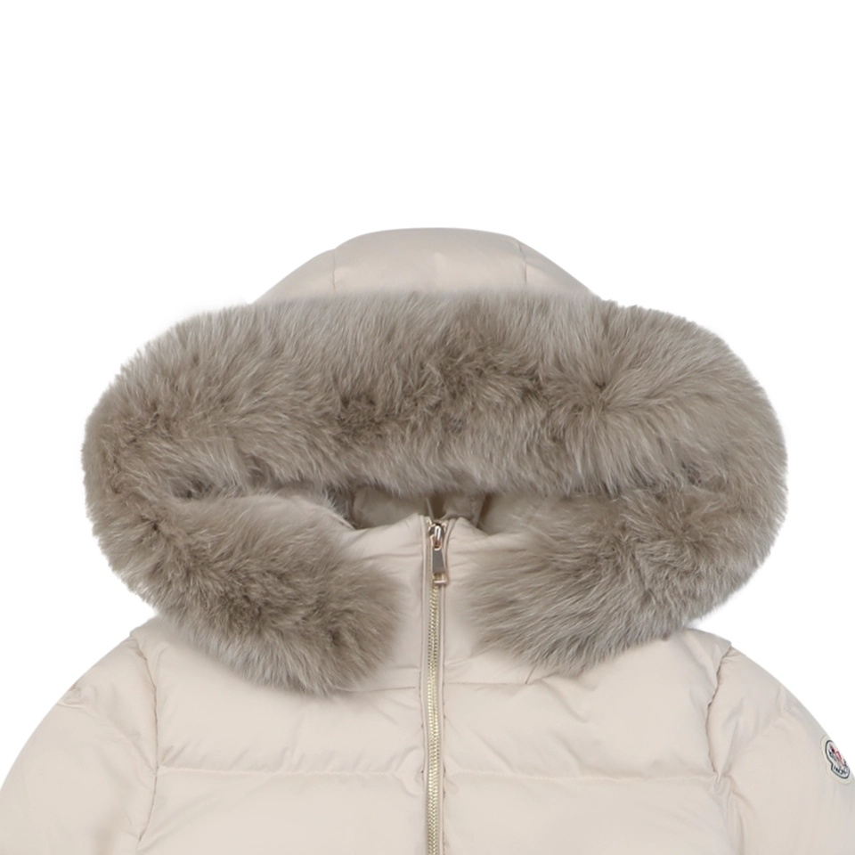 Mxxcler Laichefur Fur-Trim Hooded Down Jacket #MX-31 White