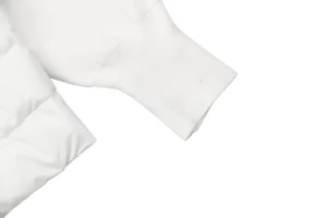 Mxxcler Leather-Trim Pocket Knit Down Jacket White Cuff