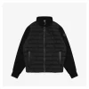 Mxxcler Leather-Trim Pocket Knit Down Jacket (Black/White)