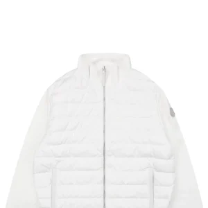 Mxxcler Leather-Trim Pocket Knit Down Jacket White