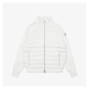 Mxxcler Leather-Trim Pocket Knit Down Jacket White Front view