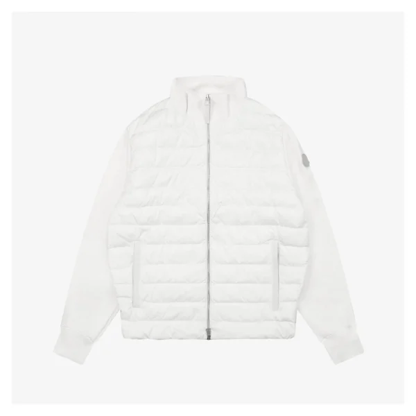Mxxcler Leather-Trim Pocket Knit Down Jacket White Front view