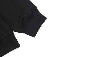 Mxxcler Logo Flocked Print Crewneck Sweatshirt Black Cuff