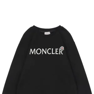 Mxxcler Logo Flocked Print Crewneck Sweatshirt Black