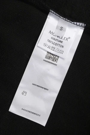 Mxxcler Logo Flocked Print Crewneck Sweatshirt Black Wash label