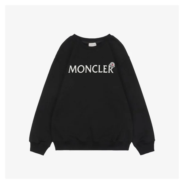 Mxxcler Logo Flocked Print Crewneck Sweatshirt Black Front view