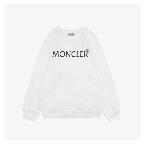 Mxxcler Logo Flocked Print Crewneck Sweatshirt White Front view