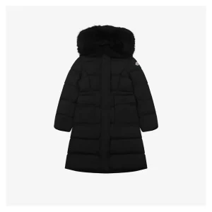 Mxxcler Long Hooded Down with Fur Trim Jacket Black Front view