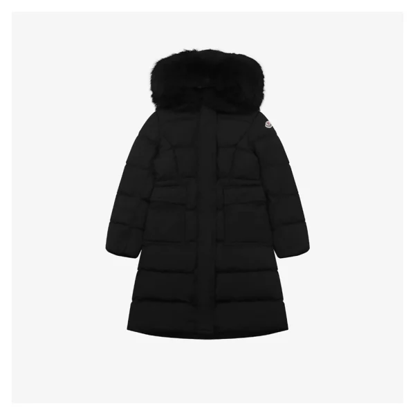 Mxxcler Long Hooded Down with Fur Trim Jacket Black Front view
