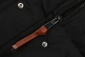 Mxxcler Long Hooded Down with Fur Trim Jacket Black Zipper puller