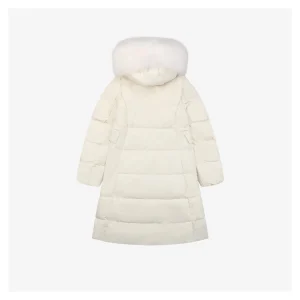 Mxxcler Long Hooded Down with Fur Trim Jacket White Back view