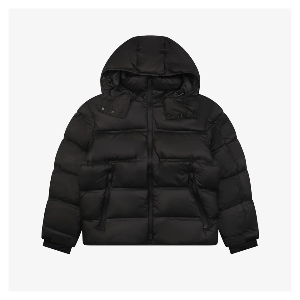 Mxxcler Rooster Arm Logo Hooded Down Jacket Black Front view